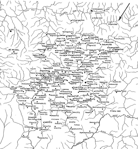 Figure 1. Location of all villages with a history of kuru