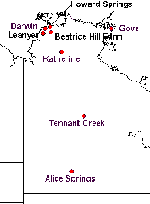 Figure 4. Sentinel chicken flock sites, Northern Territory
