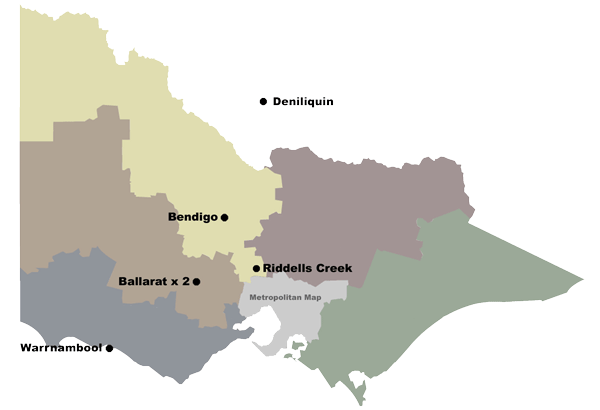 Figure 1b. Distribution of sentinel surveillance sites in rural Victoria 2007