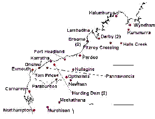 Figure 1. Sentinel chicken flock sites, Western Australia