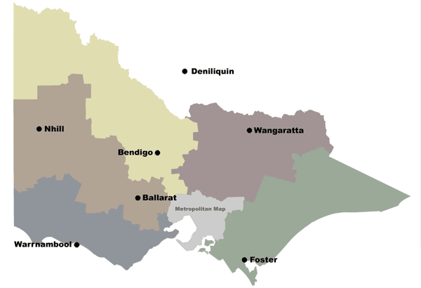 Figure 1b. Distribution  of sentinel surveillance sites in rural Victoria