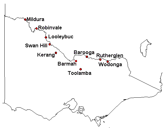 Figure 2. Sentinel chicken flock sites, Victoria 